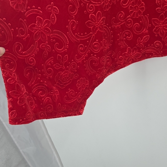 Ruby Rd Elegant Red Velvety Floral Tunic - Picture 13 of 16